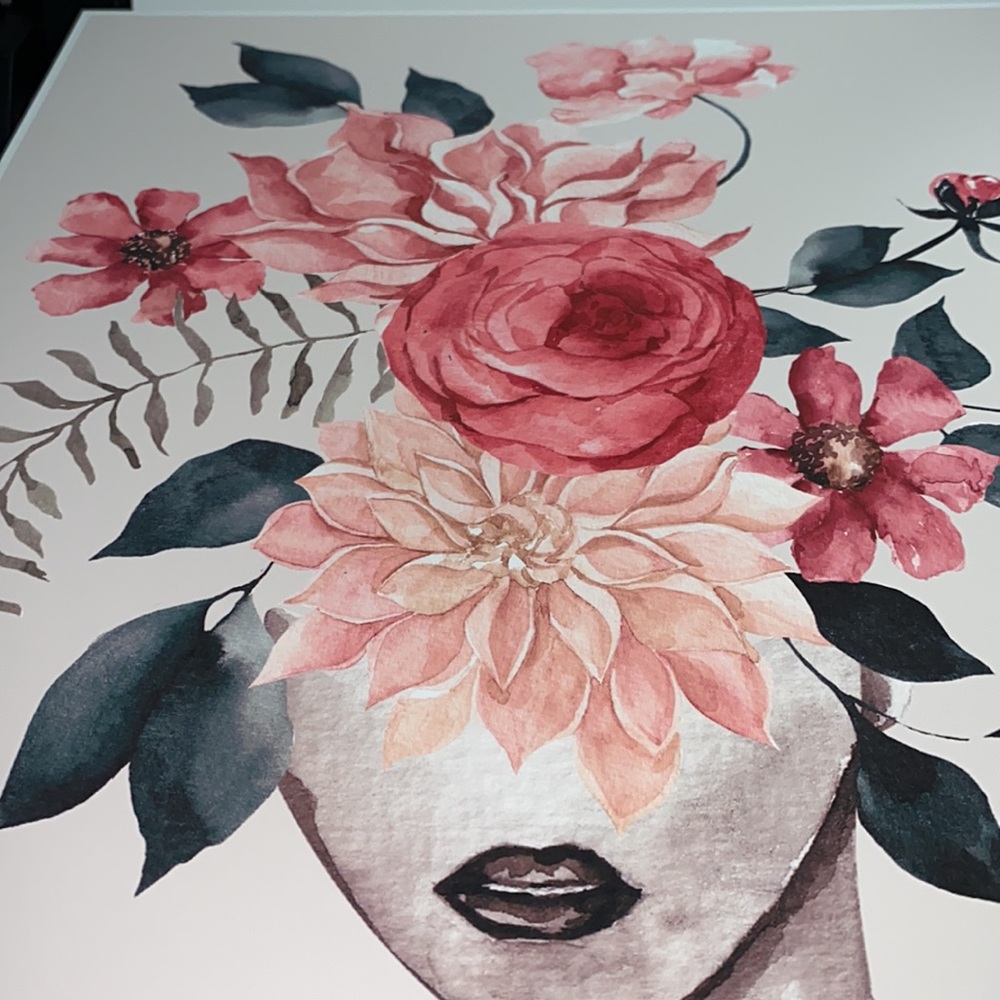Watercolor Floral Woman Portrait Wall Art Illustration Print Poster Unframed - Picture 14 of 17